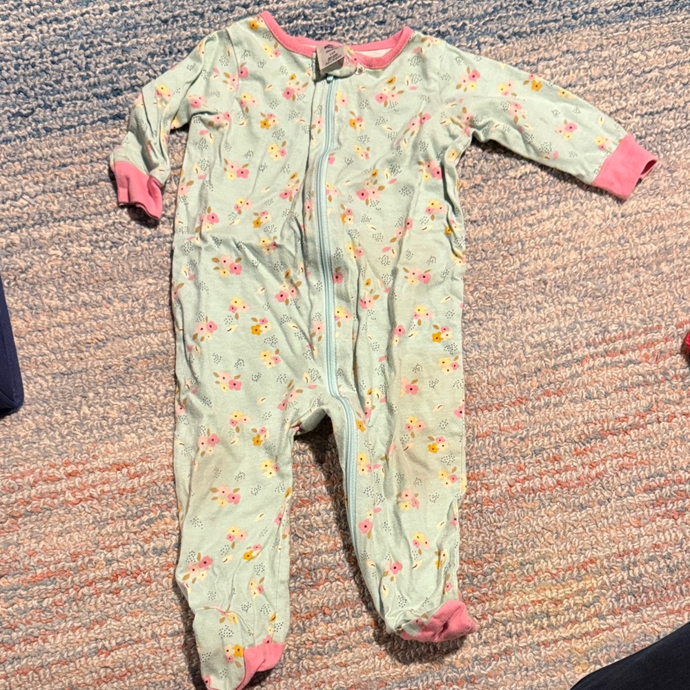 Gerber Floral Footie with Pink Accents